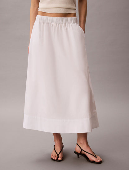 Cotton Poplin Midi Skirt - Calvin Klein Women