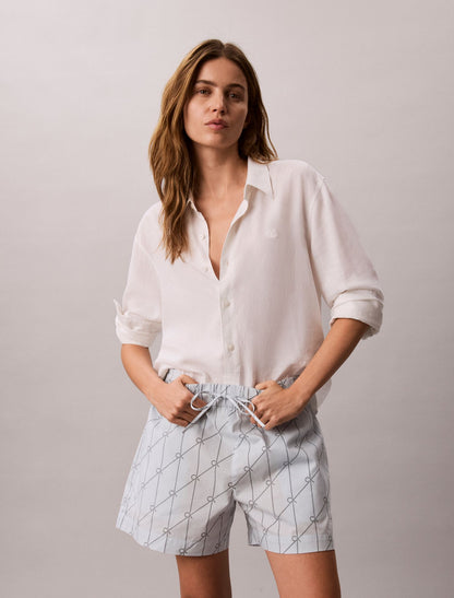 Cotton Poplin Printed Shorts - Calvin Klein Women