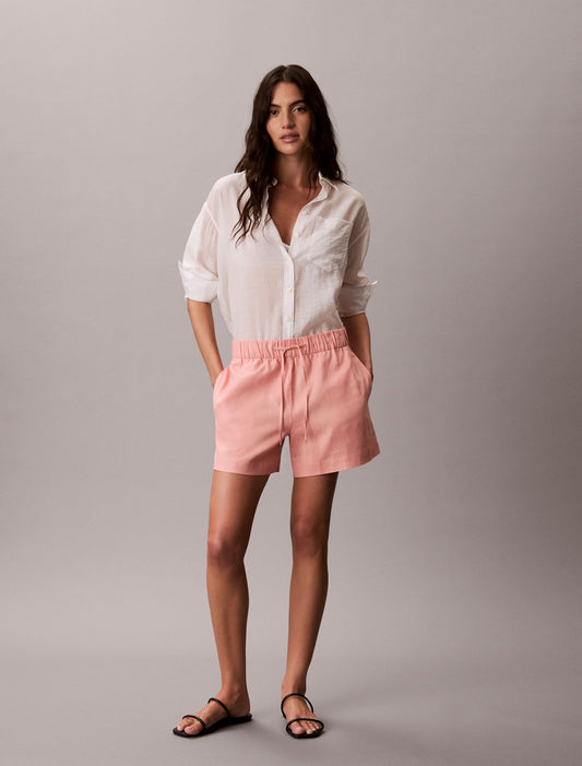 Linen Cotton Pull-On Shorts - Calvin Klein Women