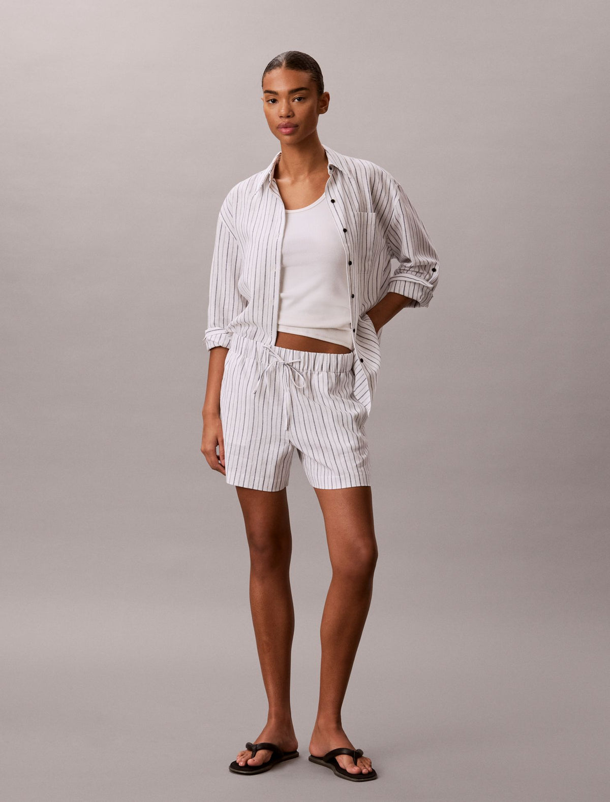 Linen Cotton Pull-On Shorts - Calvin Klein Women