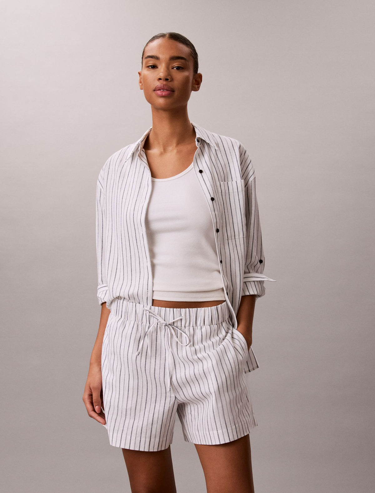 Linen Cotton Pull-On Shorts - Calvin Klein Women
