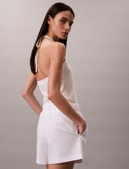 Linen Blend Pull-On Shorts - Calvin Klein Women