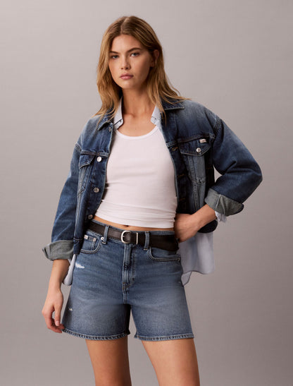 High Rise A-Line Denim Shorts - Calvin Klein Women