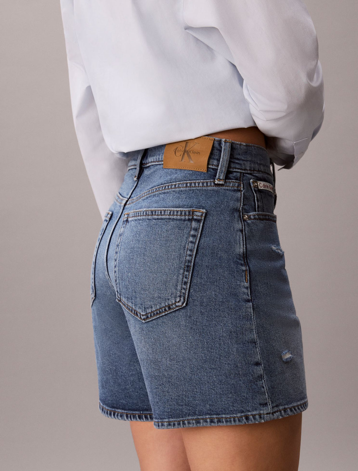 High Rise A-Line Denim Shorts - Calvin Klein Women