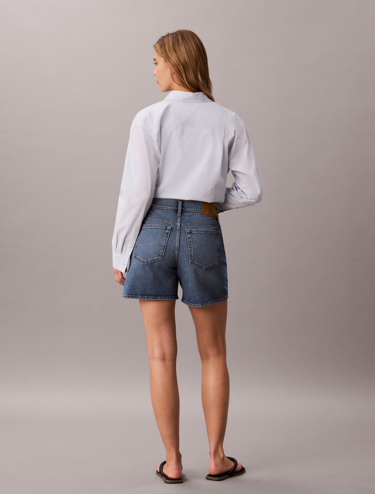 High Rise A-Line Denim Shorts - Calvin Klein Women