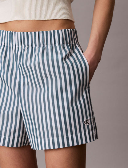 Cotton Poplin Stripe Shorts - Calvin Klein Women
