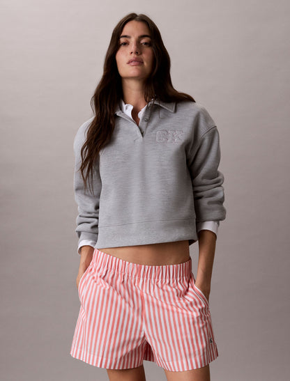 Cotton Poplin Stripe Shorts - Calvin Klein Women