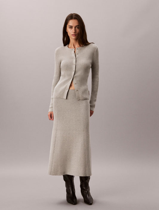 Smooth Cotton Rib Midi Skirt - Calvin Klein Women