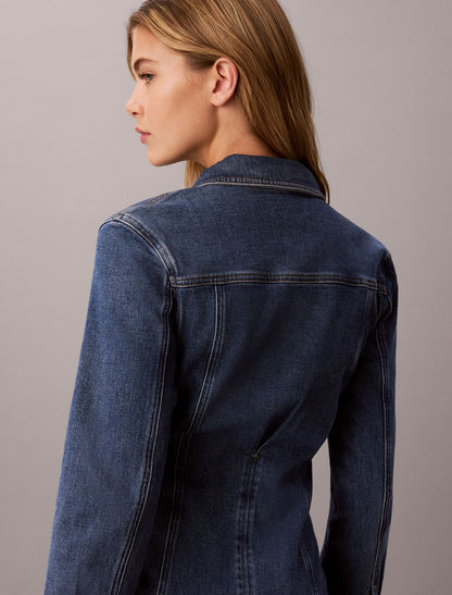 Denim Trucker Long Sleeve Mini Dress - Calvin Klein Women