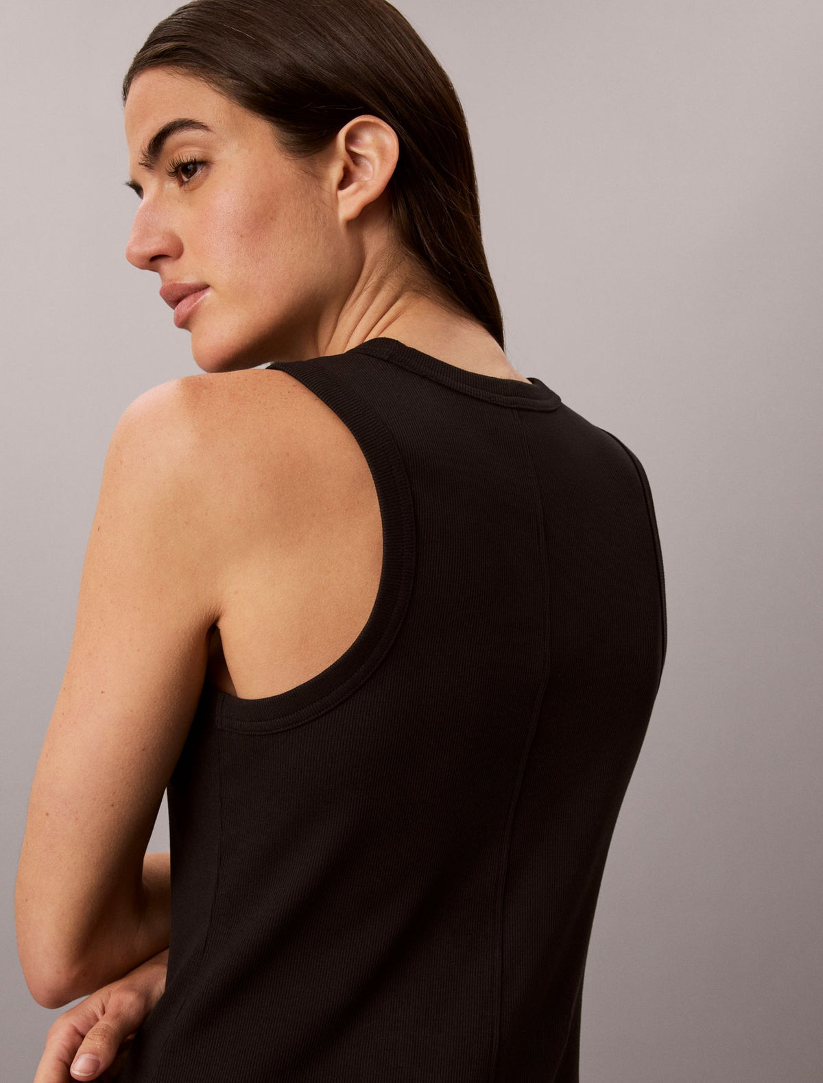 Embroidered Monogram Rib Midi Tank Dress - Calvin Klein Women