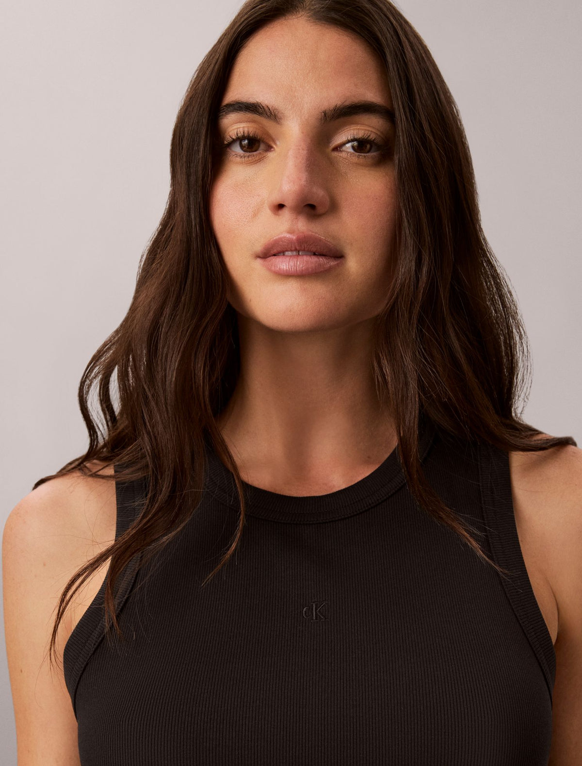 Embroidered Monogram Rib Midi Tank Dress - Calvin Klein Women