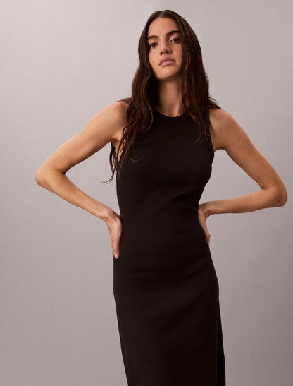 Embroidered Monogram Rib Midi Tank Dress - Calvin Klein Women