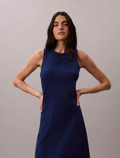 Embroidered Monogram Rib Midi Tank Dress - Calvin Klein Women
