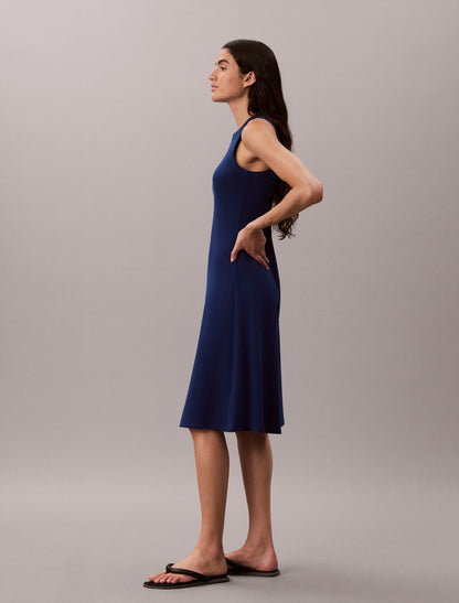 Embroidered Monogram Rib Midi Tank Dress - Calvin Klein Women