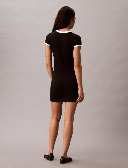 Cotton Contour Rib Monogram Mini Dress - Calvin Klein Women