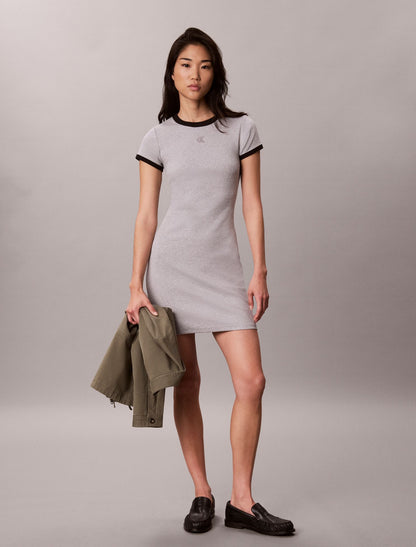 Cotton Contour Rib Monogram Mini Dress - Calvin Klein Women