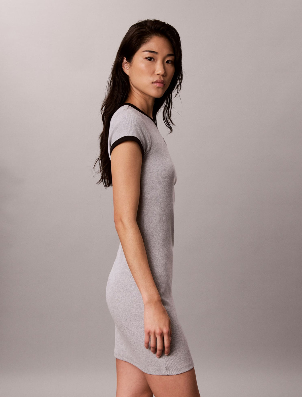 Cotton Contour Rib Monogram Mini Dress - Calvin Klein Women