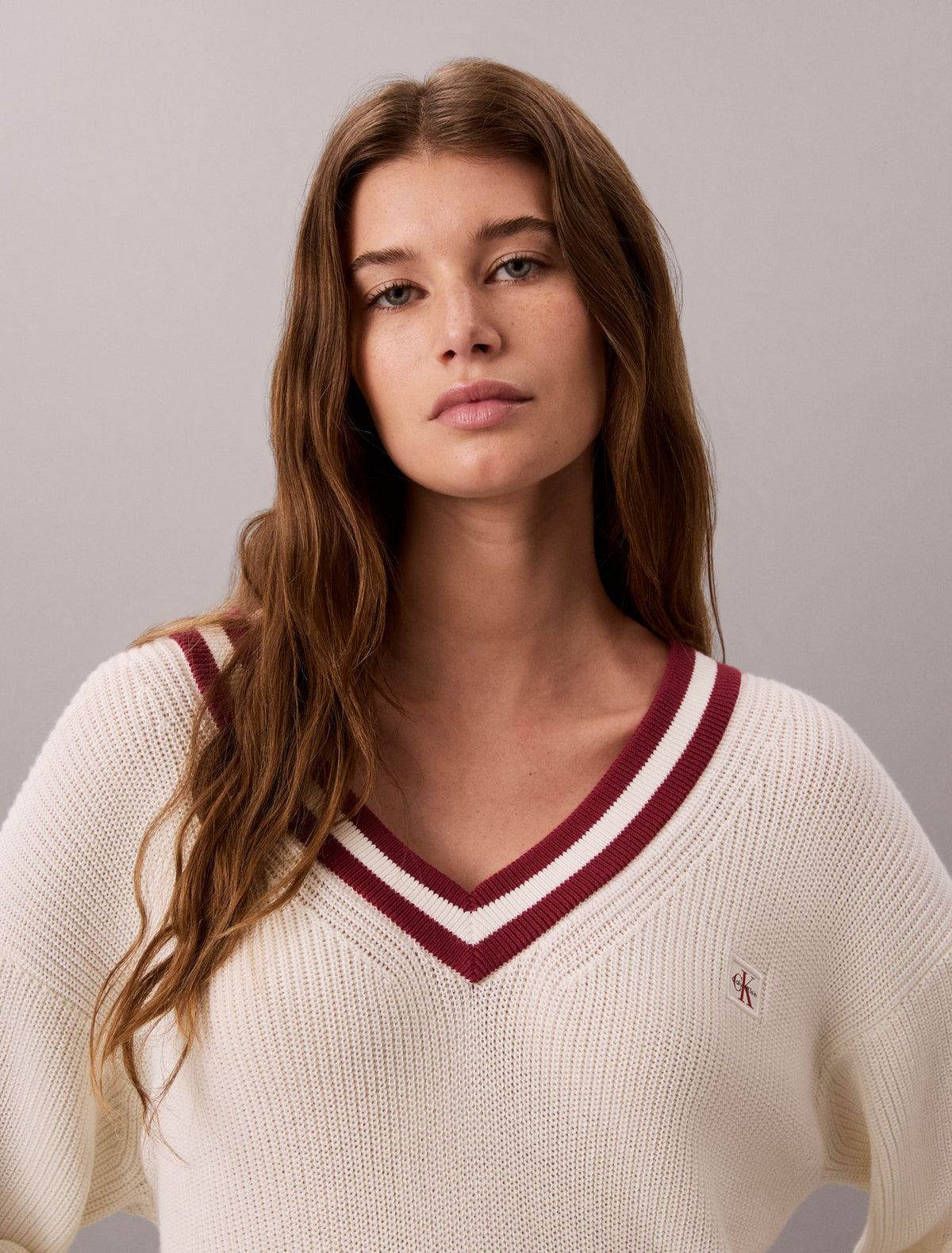 Woven Monologo Tunic V-Neck Dress - Calvin Klein Women