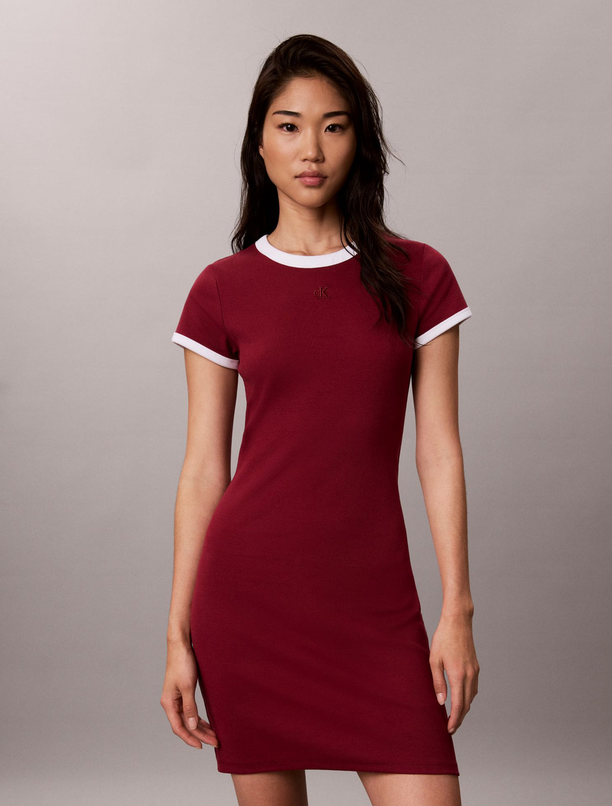 Cotton Contour Rib Monogram Mini Dress - Calvin Klein Women