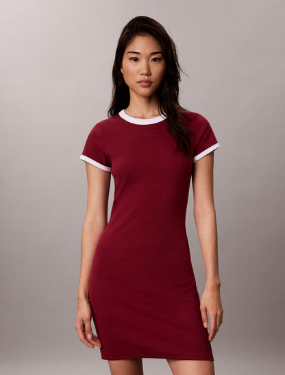 Cotton Contour Rib Monogram Mini Dress - Calvin Klein Women