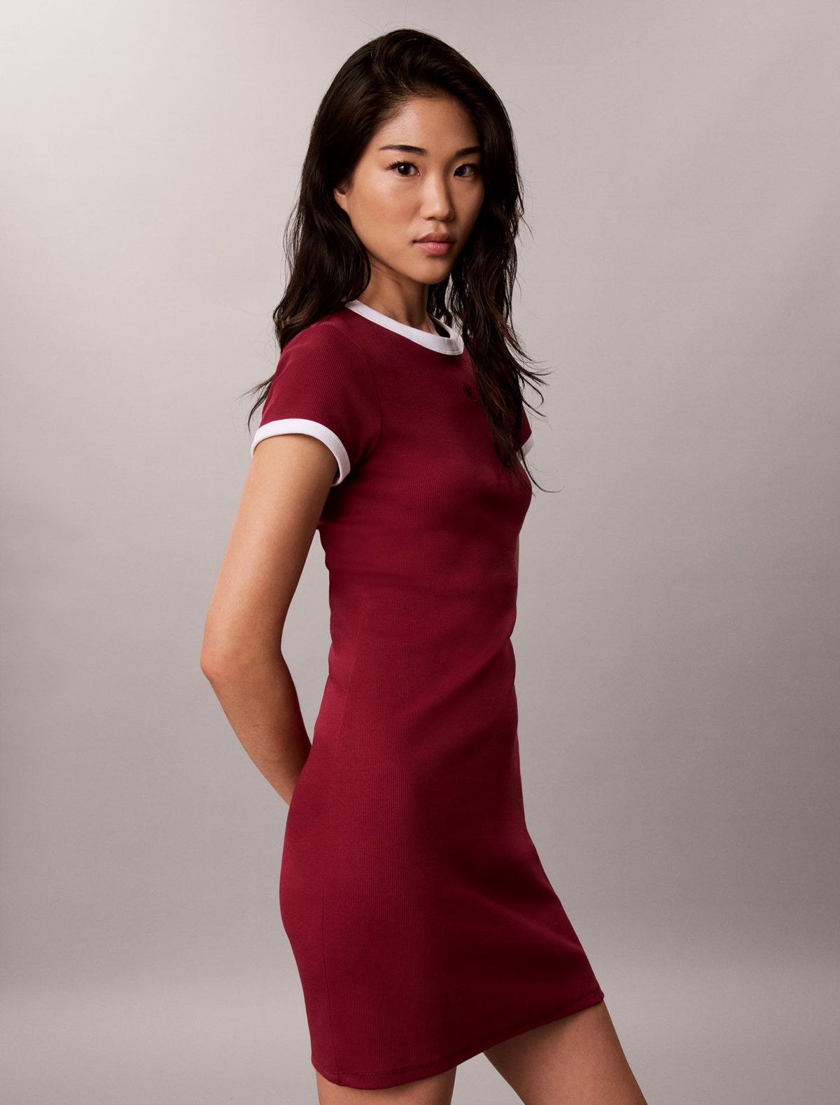 Cotton Contour Rib Monogram Mini Dress - Calvin Klein Women