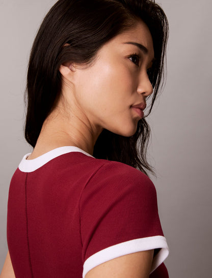 Cotton Contour Rib Monogram Mini Dress - Calvin Klein Women