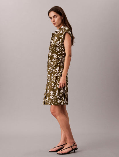 Printed Lyocell Pleated Shirt Dress - Calvin Klein Women