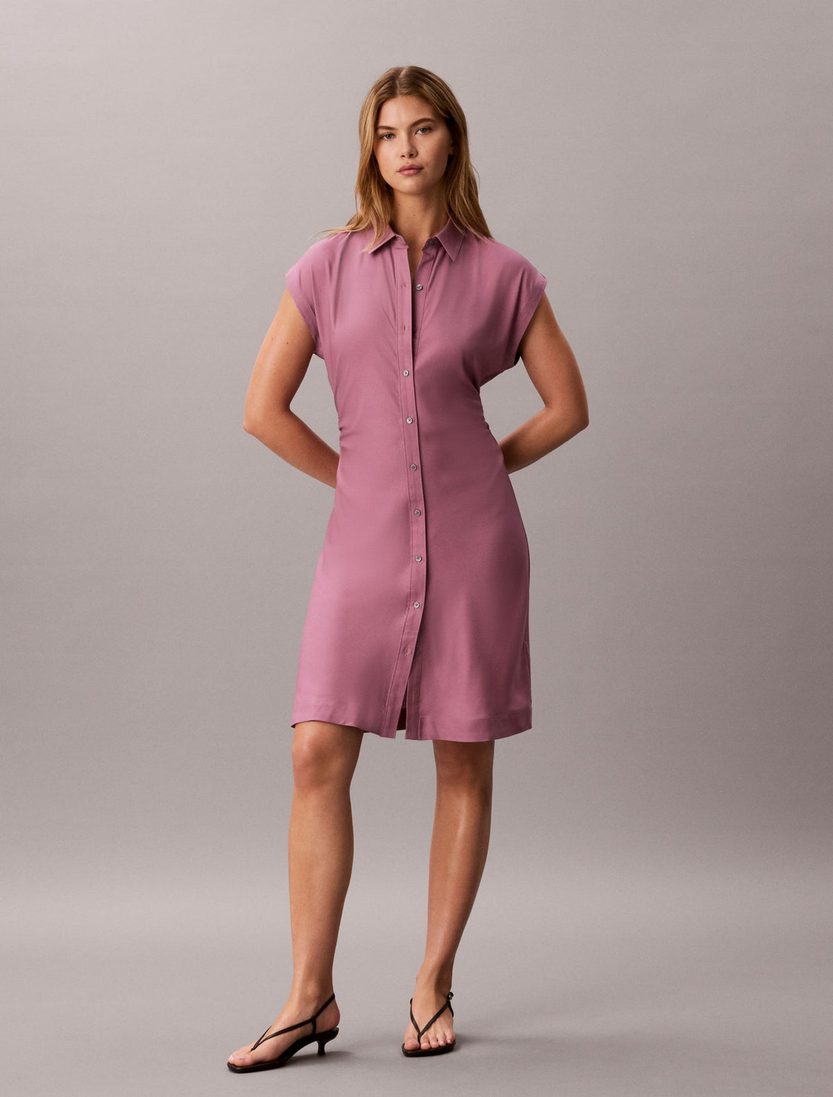 Pleated Lyocell Shirt Dress - Calvin Klein Women