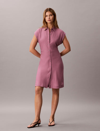 Pleated Lyocell Shirt Dress - Calvin Klein Women