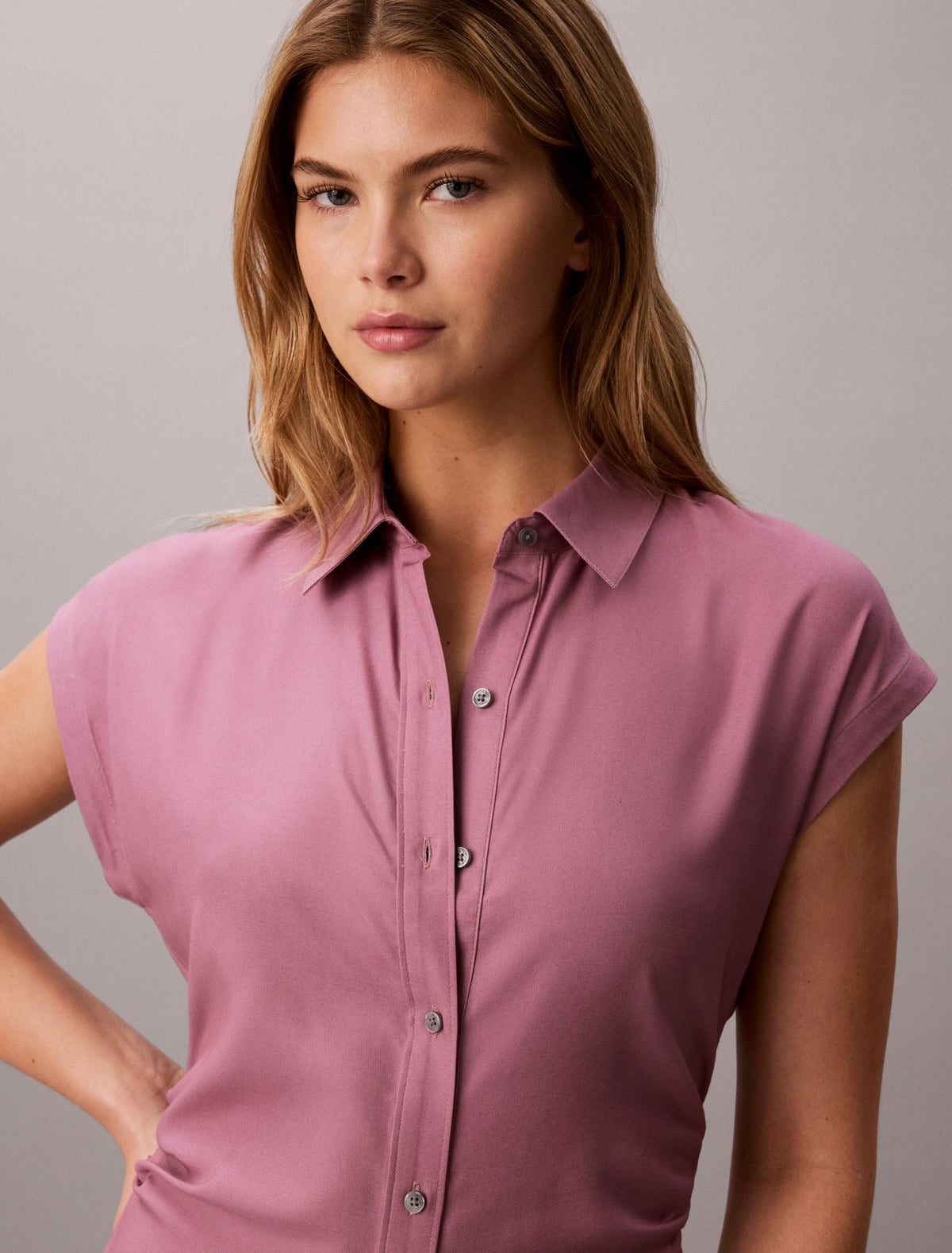 Pleated Lyocell Shirt Dress - Calvin Klein Women