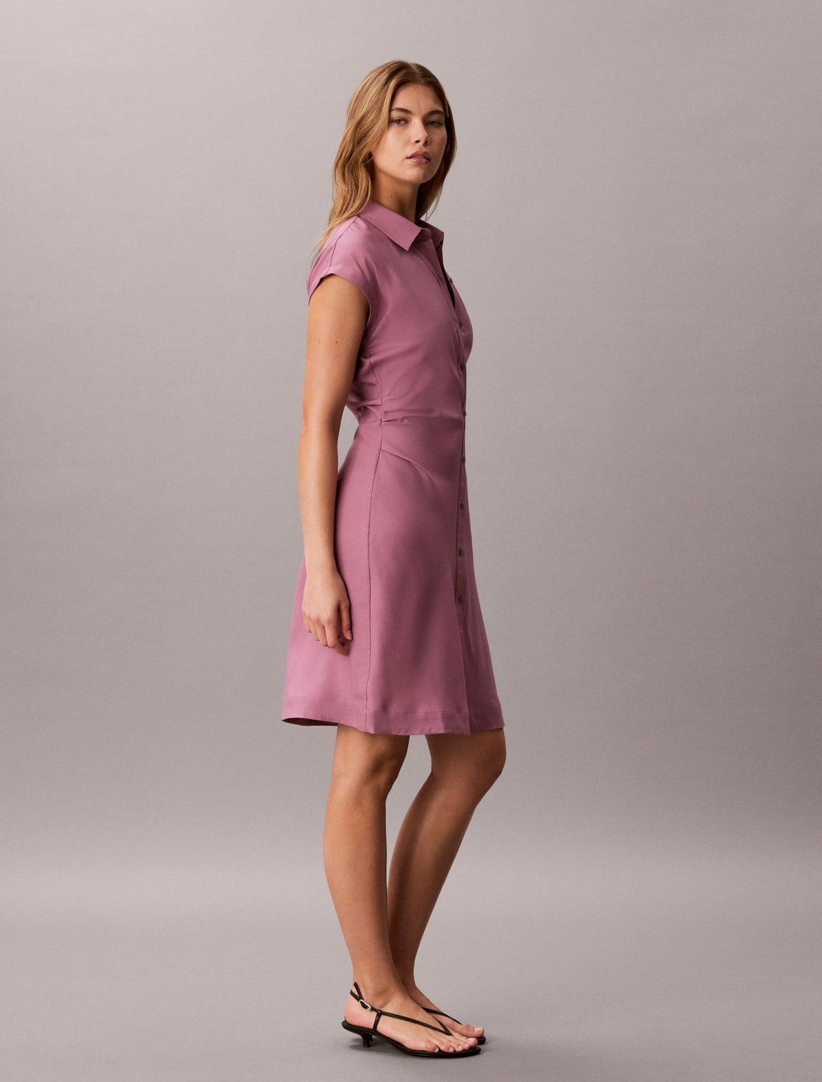 Pleated Lyocell Shirt Dress - Calvin Klein Women