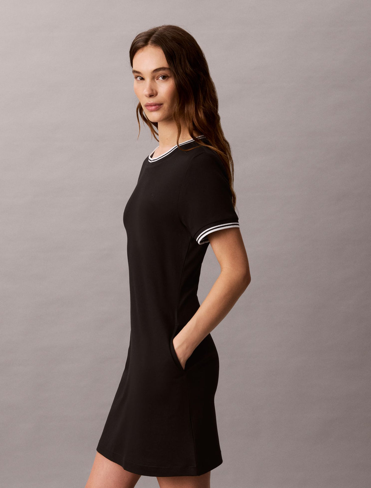 Tipping Stripe T-Shirt Dress - Calvin Klein Women