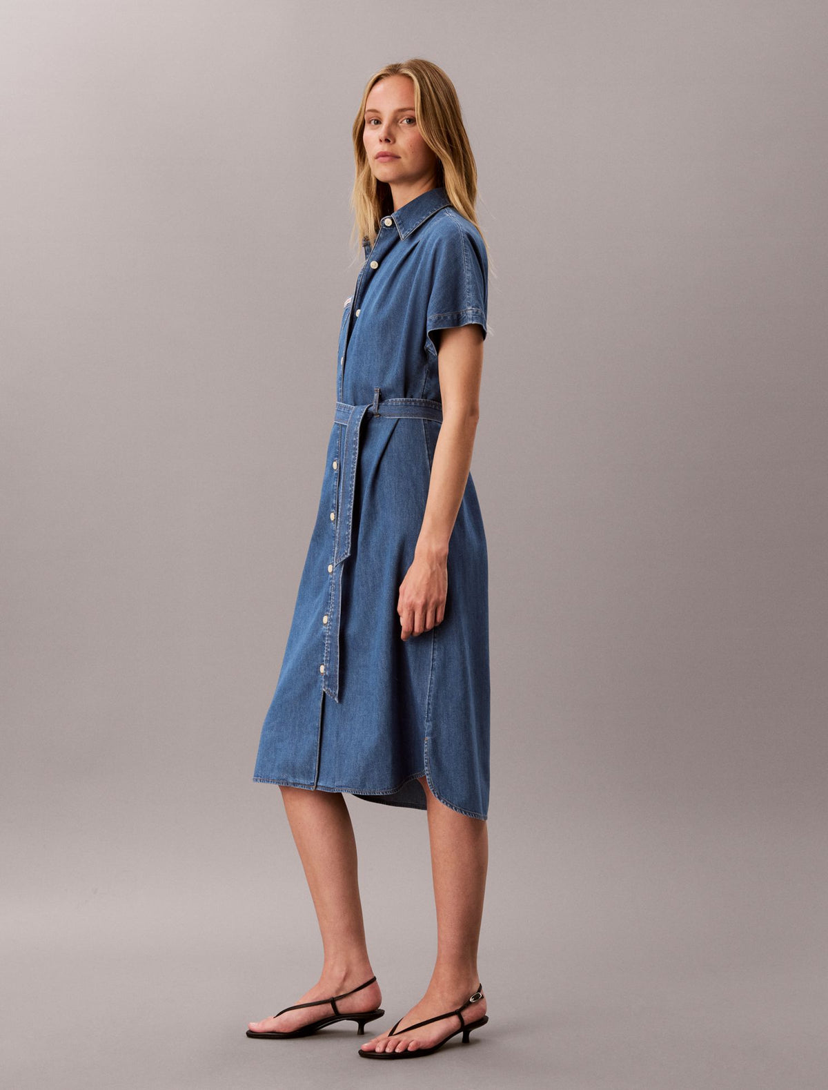 Denim Belted Shirt Dress - Calvin Klein Women