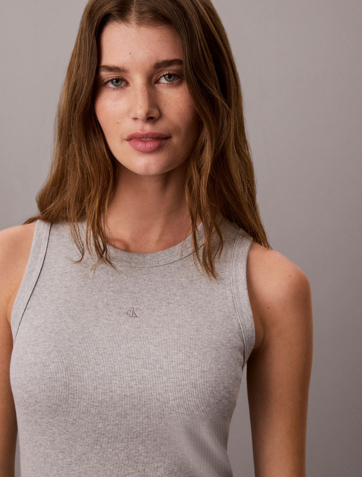 Embroidered Monogram Rib Midi Tank Dress - Calvin Klein Women