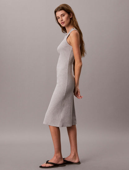 Embroidered Monogram Rib Midi Tank Dress - Calvin Klein Women