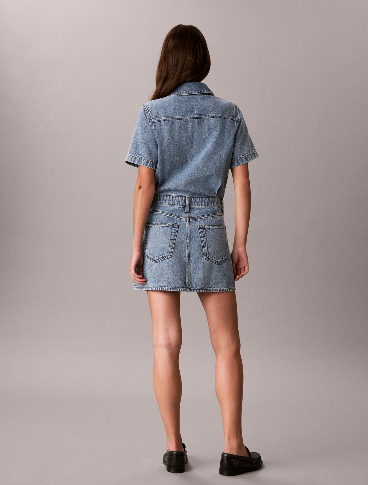 Denim Trucker Short Sleeve Mini Dress - Calvin Klein Women