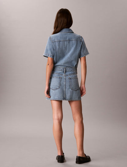 Denim Trucker Short Sleeve Mini Dress - Calvin Klein Women