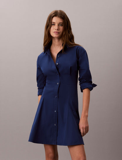 Cotton Poplin Mini Shirt Dress - Calvin Klein Women