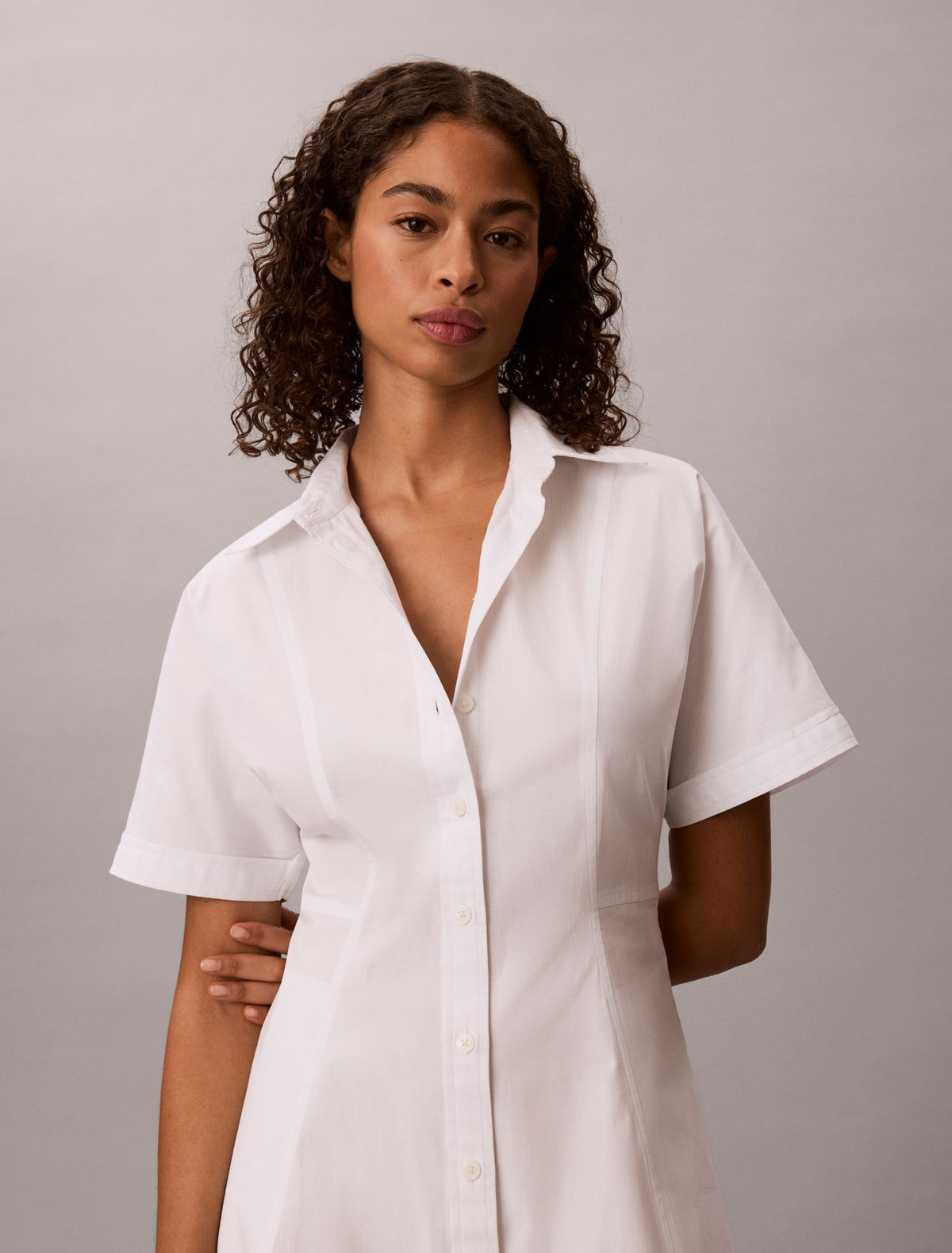 Cotton Poplin Mini Shirt Dress - Calvin Klein Women