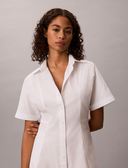 Cotton Poplin Mini Shirt Dress - Calvin Klein Women