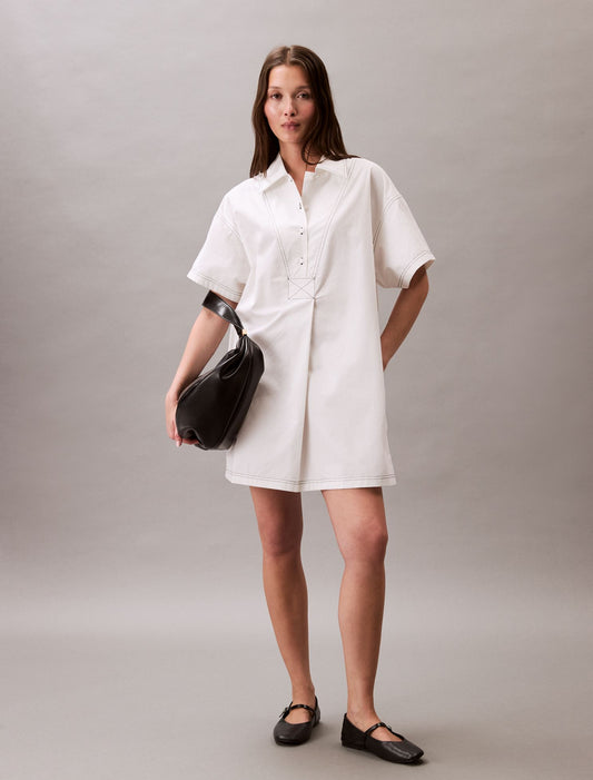 Cotton Twill Mini Shirt Dress - Calvin Klein Women