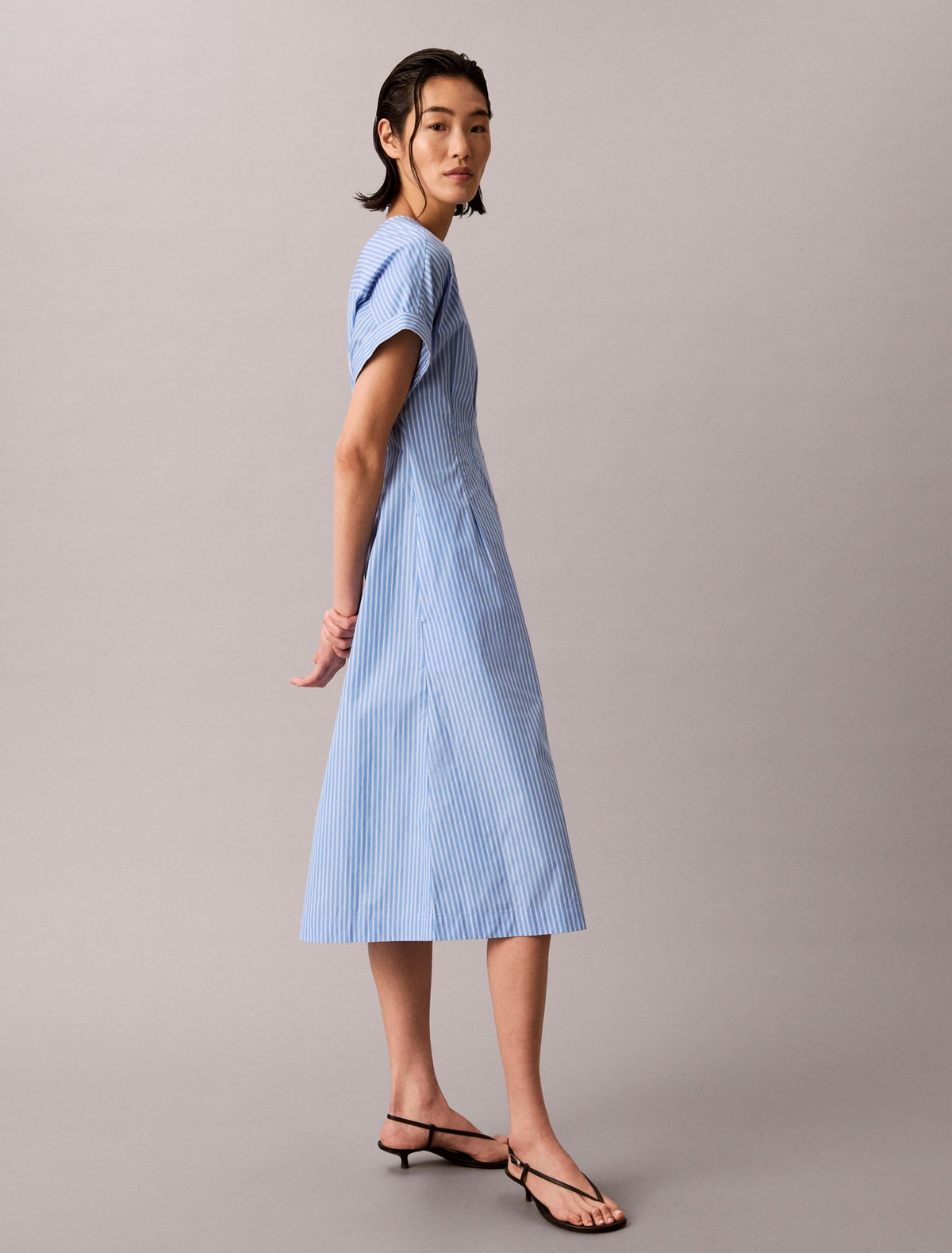 Cotton Poplin Stripe Midi Dress - Calvin Klein Women