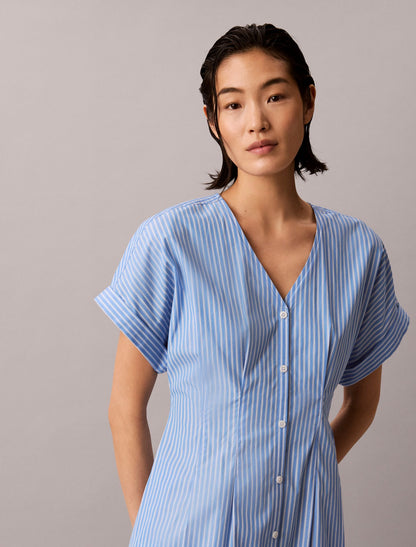 Cotton Poplin Stripe Midi Dress - Calvin Klein Women