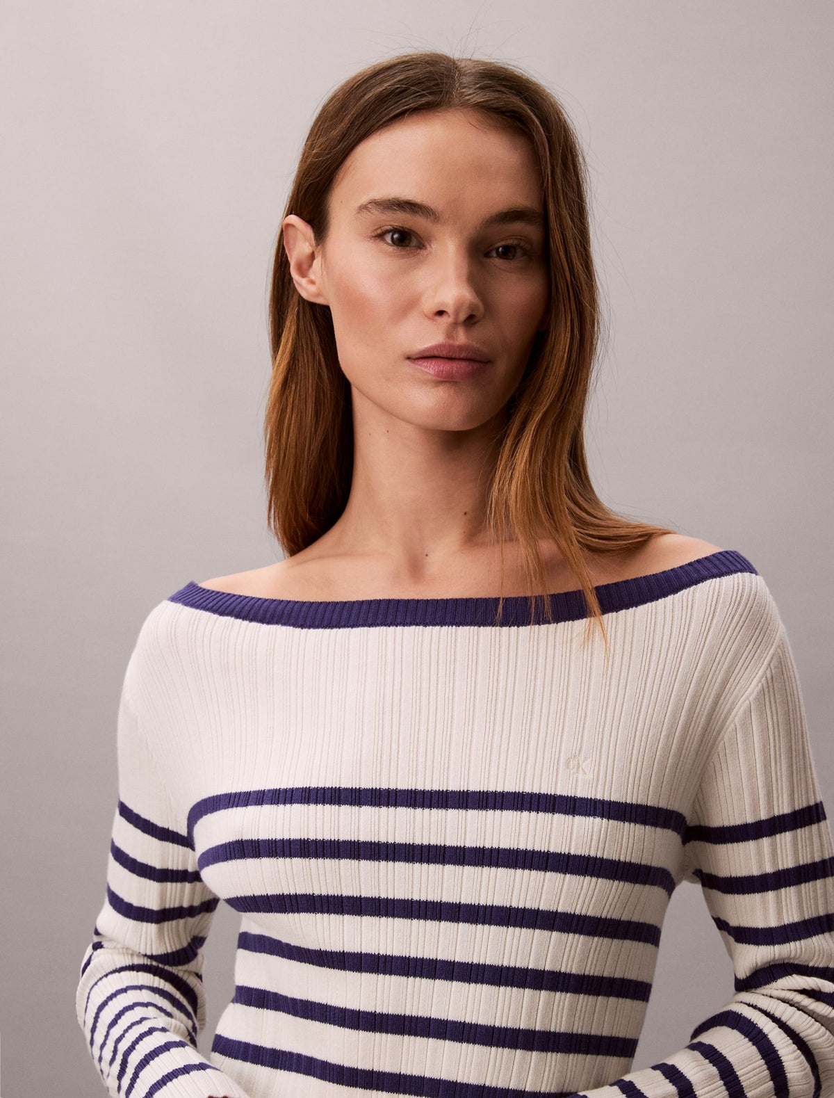 Stripe Long Sleeve Rib Mini Dress - Calvin Klein Women