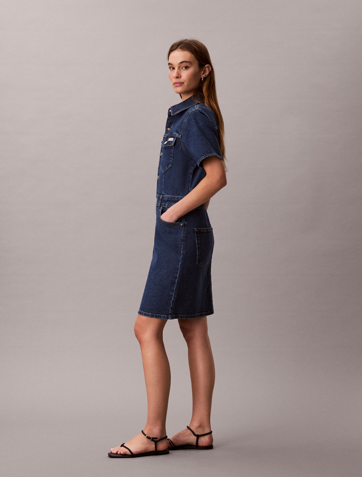 Denim Mini Trucker Dress - Calvin Klein Women