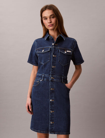 Denim Mini Trucker Dress - Calvin Klein Women