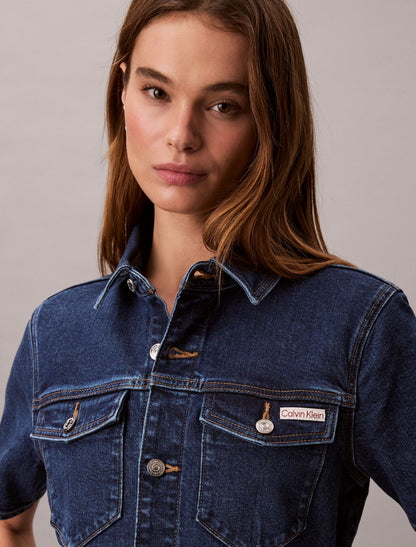 Denim Mini Trucker Dress - Calvin Klein Women