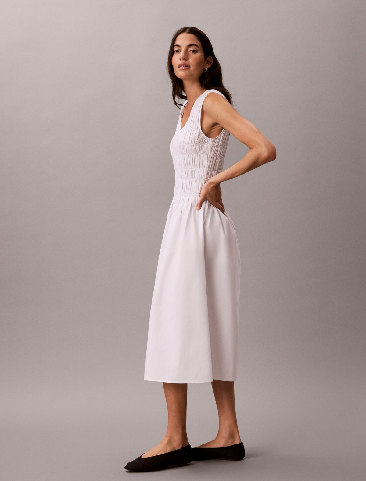 Cotton Poplin Midi Dress - Calvin Klein Women