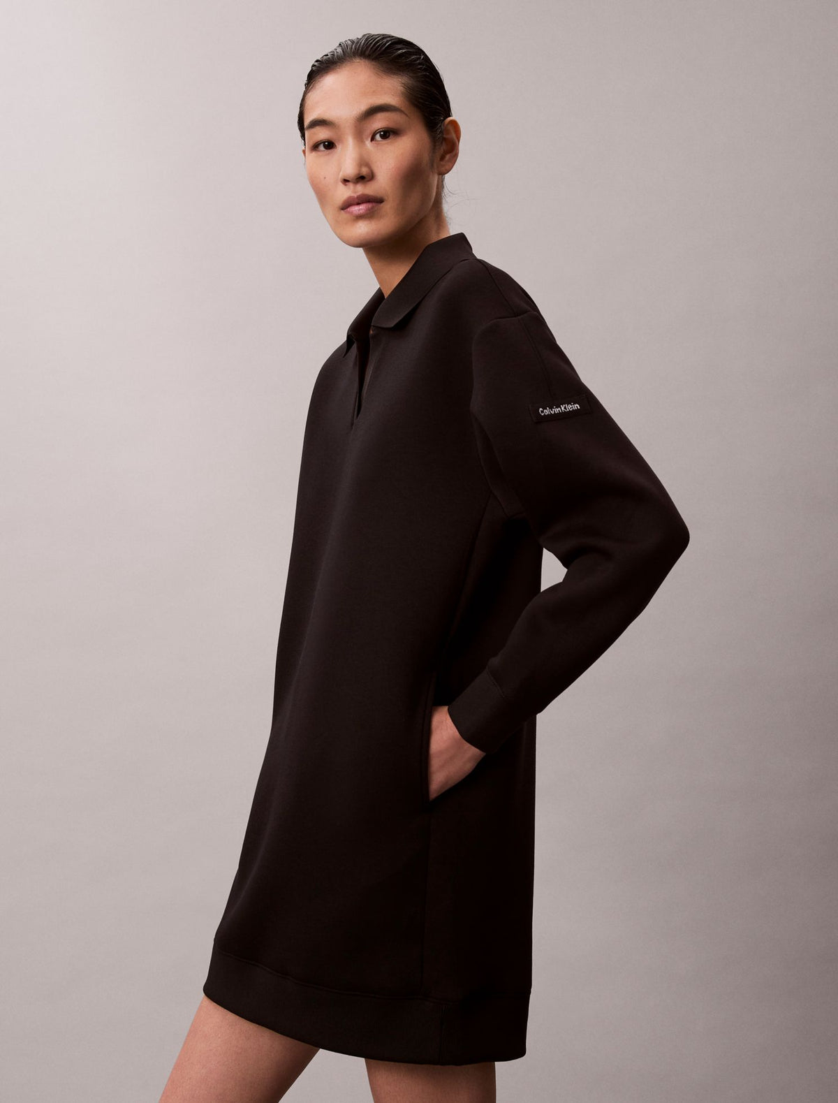 Smooth Mini Polo Sweatshirt Dress - Calvin Klein Women