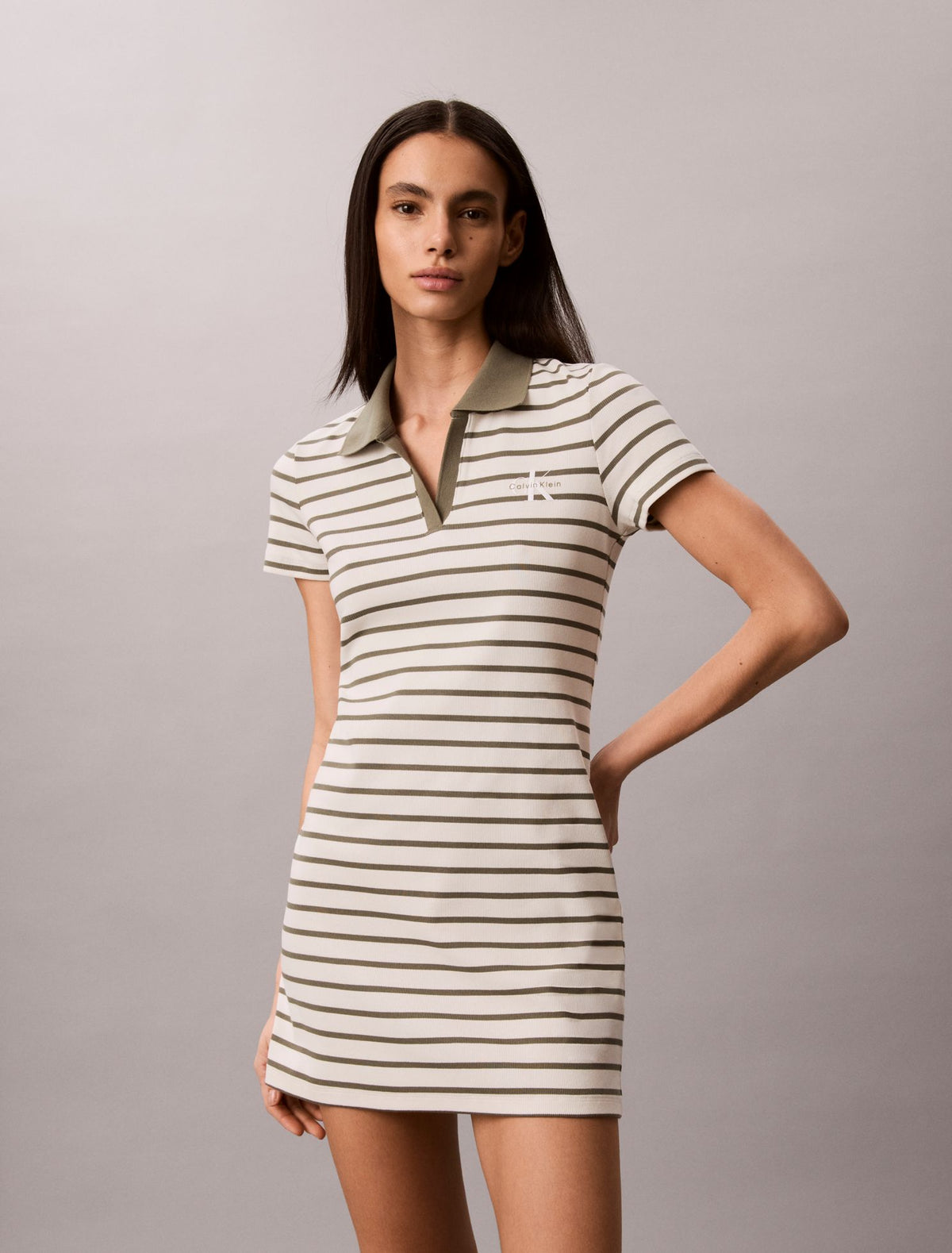 Monologo Rib Stripe Mini Dress - Calvin Klein Women